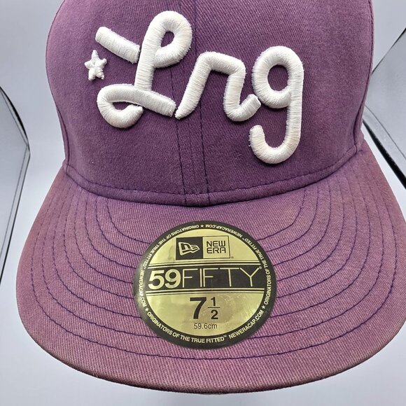 LRG x New Era 59Fifty Mens Size 7.5 Purple Fitted Cap Casual Embroidered Hat - Picture 10 of 10